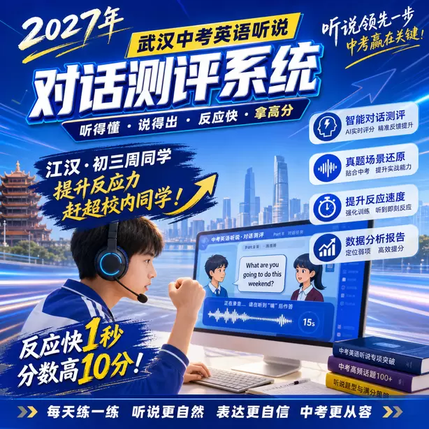 武汉中考听说机考超纲词汇多吗江汉&middot;初三周同学（提升反应力，赶超校内同学）