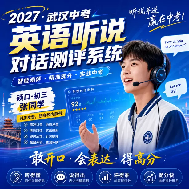 武汉中考听说机考超纲词汇多吗硚口&middot;初三张同学（纠正发音，跻身校内前列）